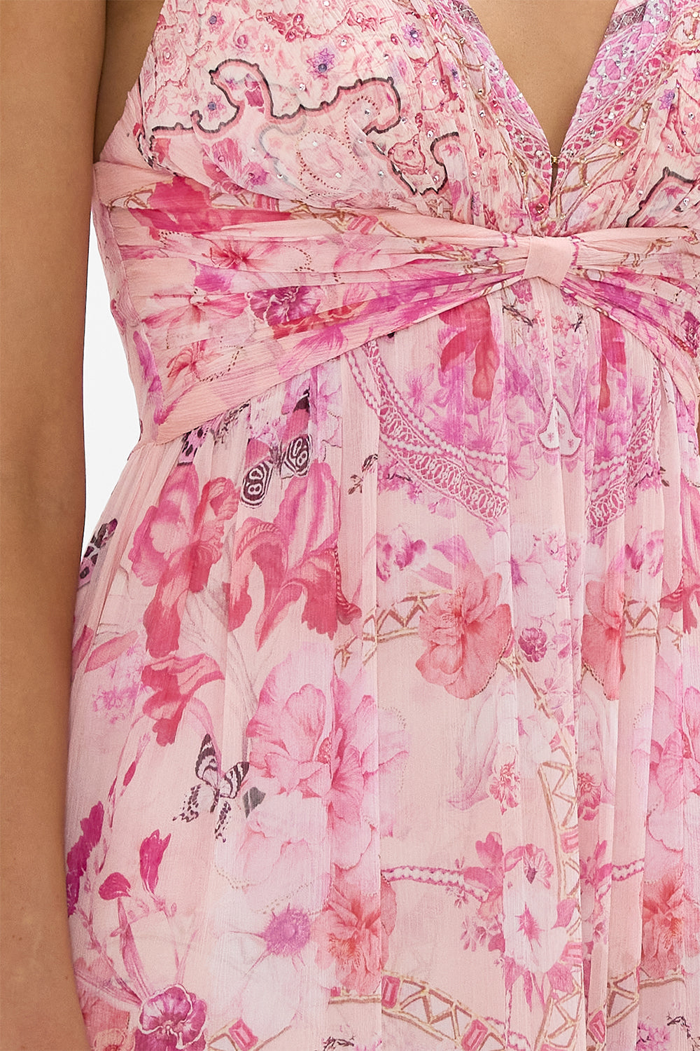 CAMILLA - Bead Strap Gathered Panel Dress