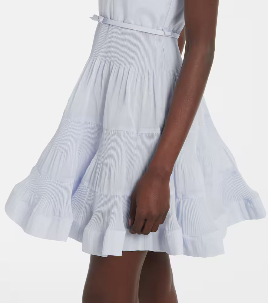 ZIMMERMANN – Pleated Frill Mini Dress (Blue)