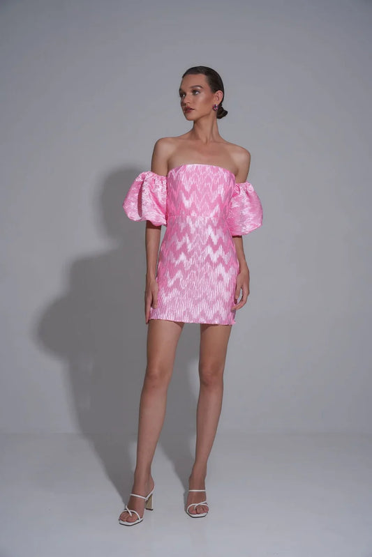 L'IDEE - Art Deco Mini Dress In Pink