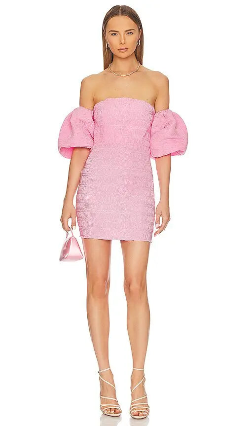 L'IDEE - Art Deco Mini Dress In Pink