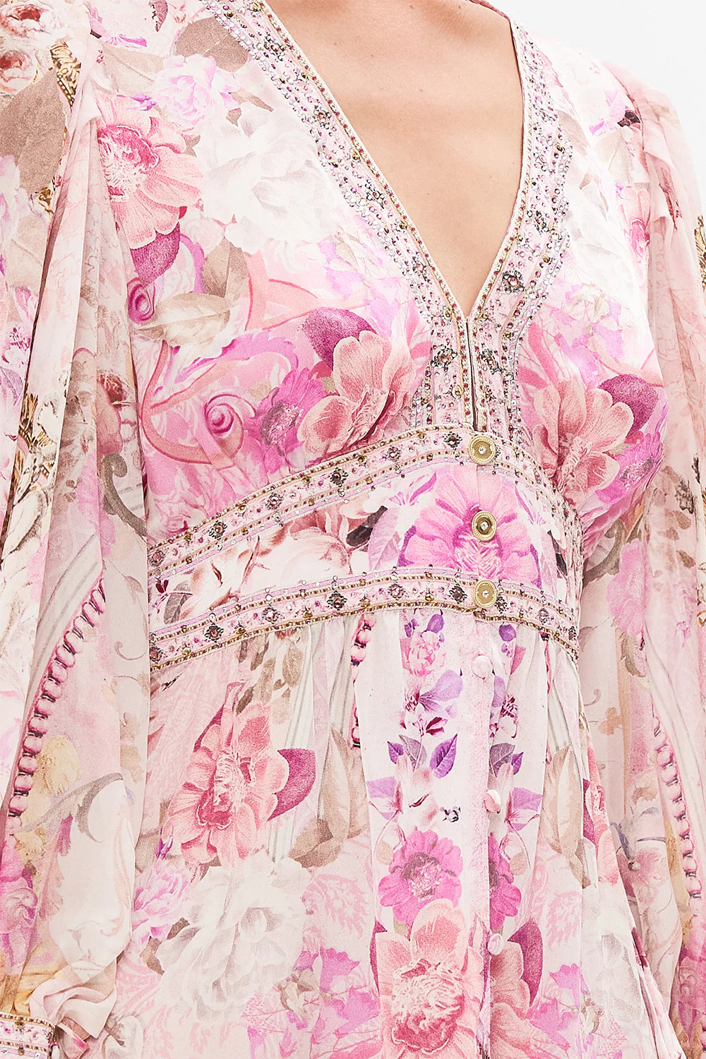 CAMILLA - Button Front Frill Dress - Fresco Fairytale