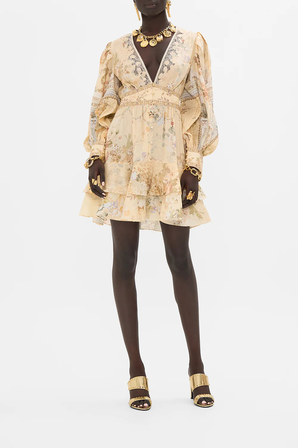 CAMILLA - Button Front Frill Dress - Adorned In Antiquity