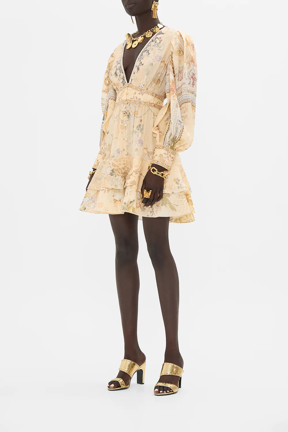 CAMILLA - Button Front Frill Dress - Adorned In Antiquity