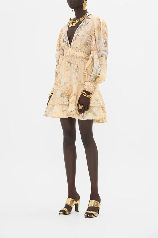 CAMILLA - Button Front Frill Dress - Adorned In Antiquity