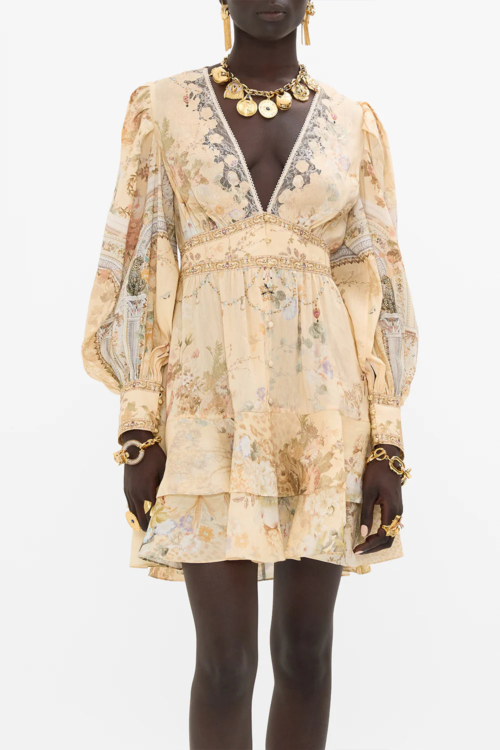 CAMILLA - Button Front Frill Dress - Adorned In Antiquity
