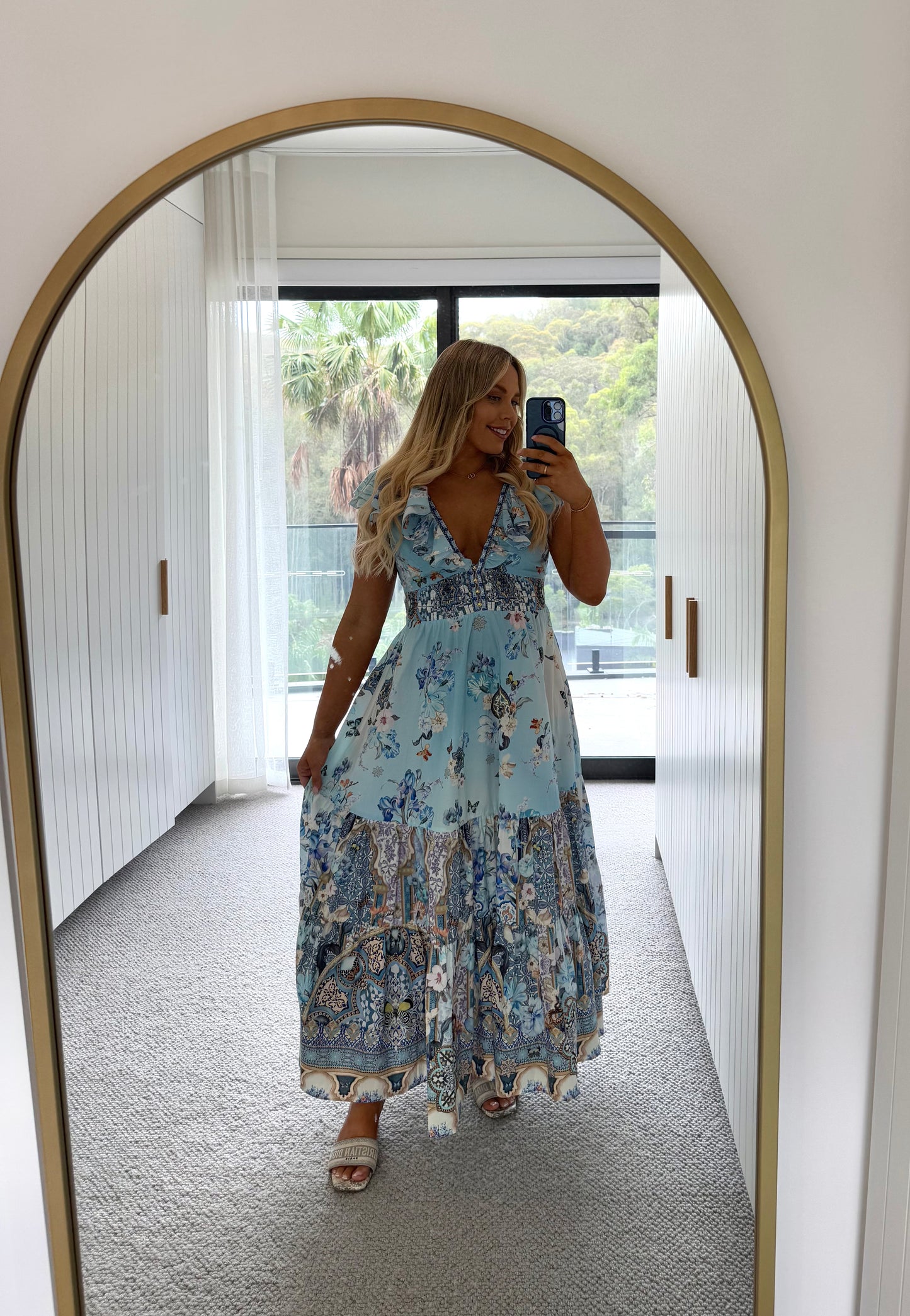 CAMILLA - Tiered Dress With Neck Frill