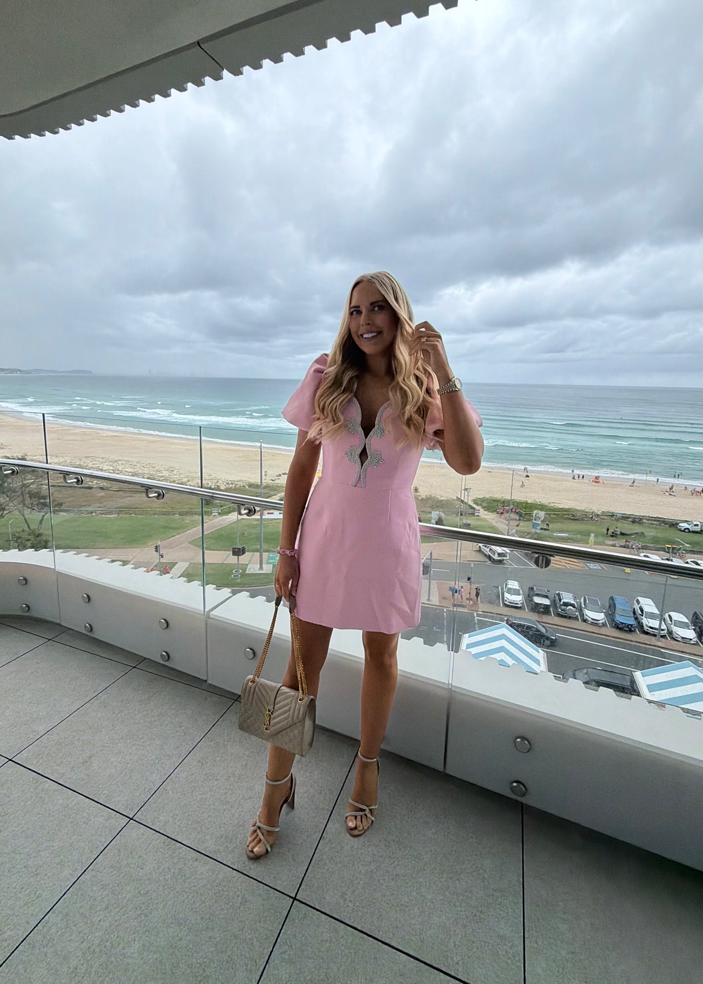 REBECCA VALLANCE - Harlynn Puff Sleeve Mini Dress (Pink)