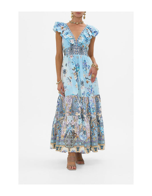 CAMILLA - Tiered Dress With Neck Frill