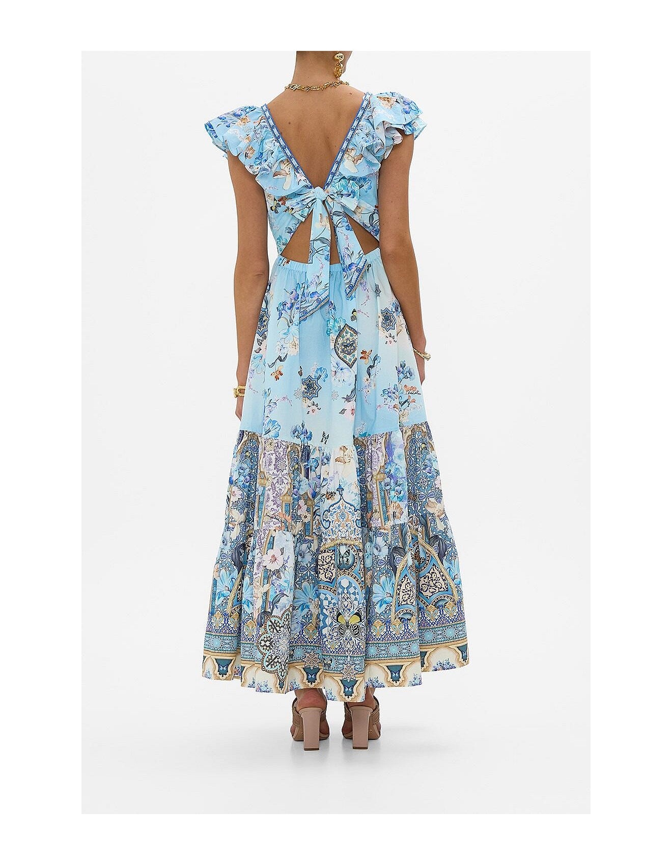 CAMILLA - Tiered Dress With Neck Frill